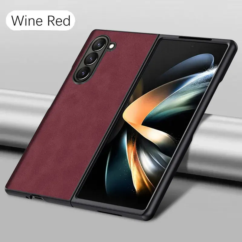 Business Sheep Skin Leathe Soft Phone Case Fo Samsung Galaxy Z Fold 7 6 5 4 3 Full-Pack PC Edge Potect Had Back_voghion.com