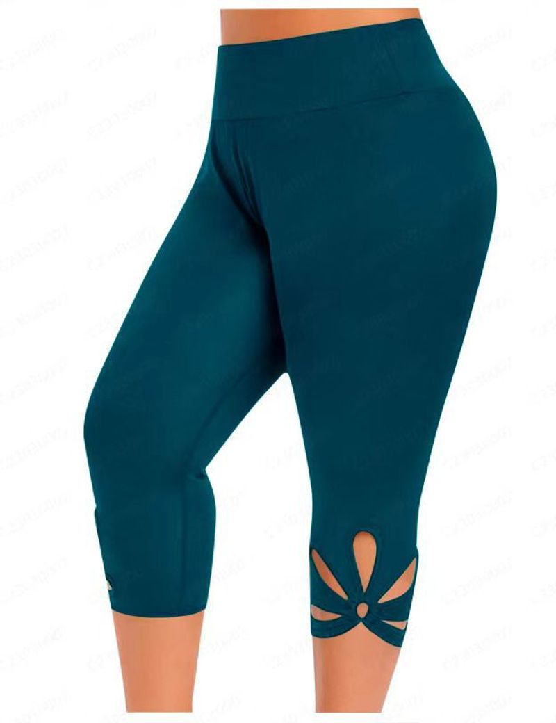 Ladies' Slim Fit Yoga Solid Color Beach Comfortable Casual High Stretch Sports Petal Seven Quarter Pants_voghion.com