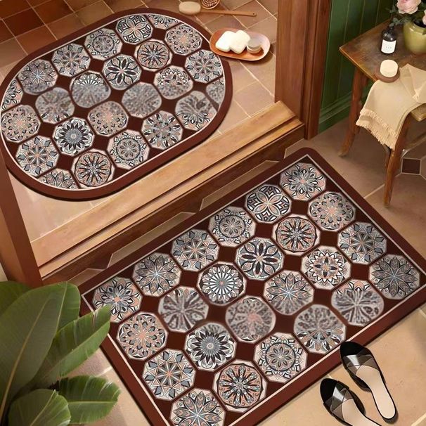 Tapis de sol antidérapant pour toilettes, carrelage de jardin, salle de bain, boue de diatomées, absorbant l'eau, facile à sécher, résistant à la saleté et à l'usure_voghion.com