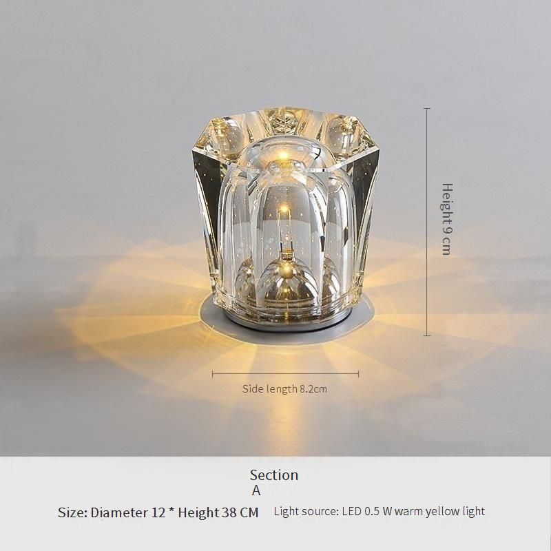 Ambientec Crystal Wireless Night Light - Portable LED Table Lamp For Bar, Restaurant & Home_voghion.com