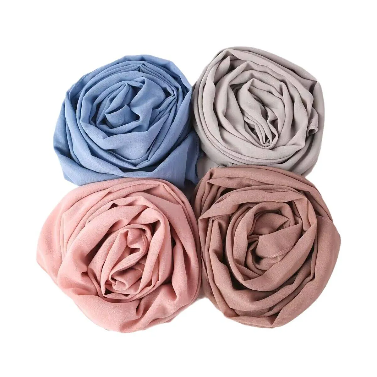 Foulard musulman Voile en mousseline de soie perlée Voile long malais Châle africain du Moyen-Orient_voghion.com