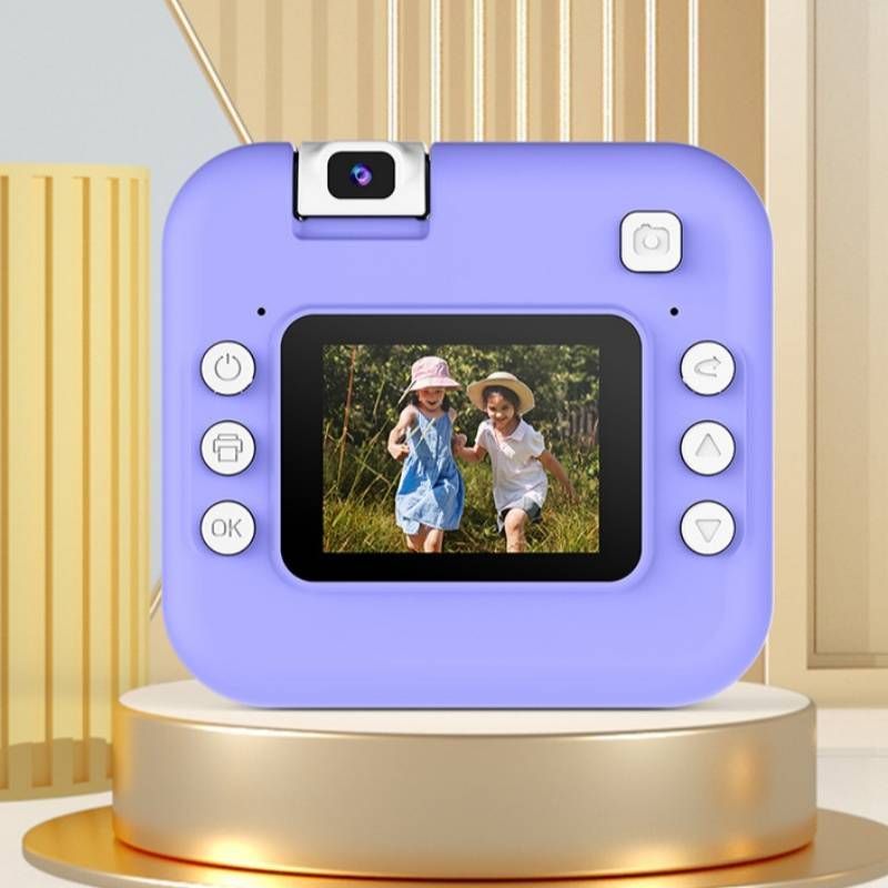 Kids Dual-Lens Instant Print Camera – 48MP HD Flip Screen With 2.0'' LCD, Includes Photo Paper & Strap (Pink/Blue/Green/Purple)_voghion.com
