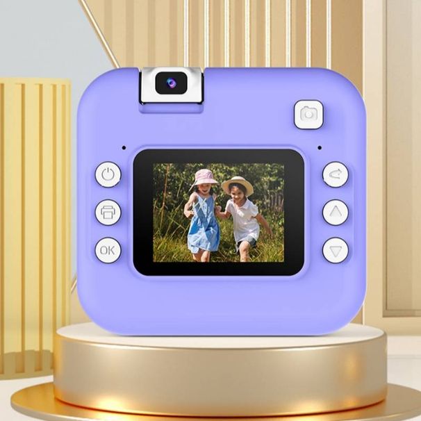 Kids Dual-Lens Instant Print Camera – 48MP HD Flip Screen With 2.0'' LCD, Includes Photo Paper & Strap (Pink/Blue/Green/Purple)_voghion.com