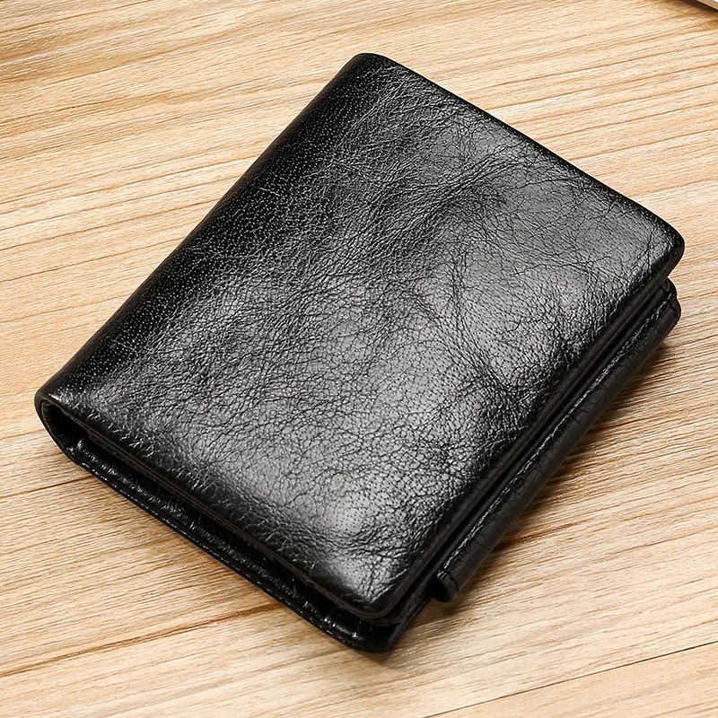 Portafoglio multifunzionale retrò in pelle cerata e olio Portafoglio da uomo in pelle di grande capacità Portafoglio porta monete a tre pieghe Fermasoldi_voghion.com