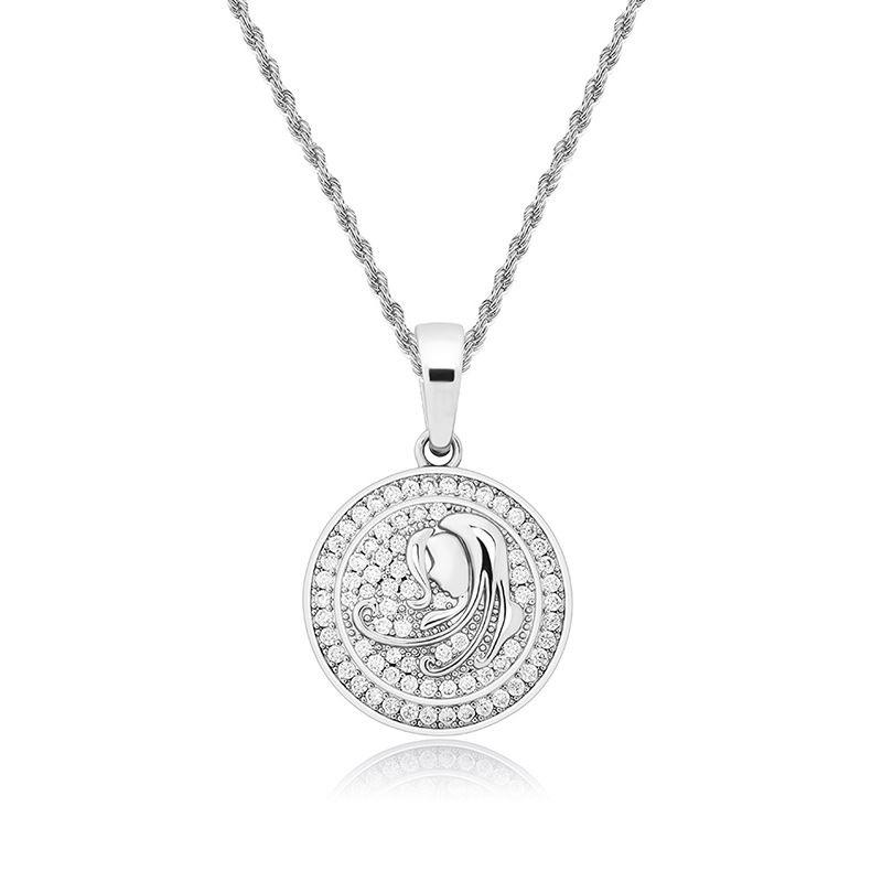 Joyería para hombre y mujer, colgante retro de doce constelaciones con circonitas, estilo hip hop, accesorios para clavícula._voghion.com