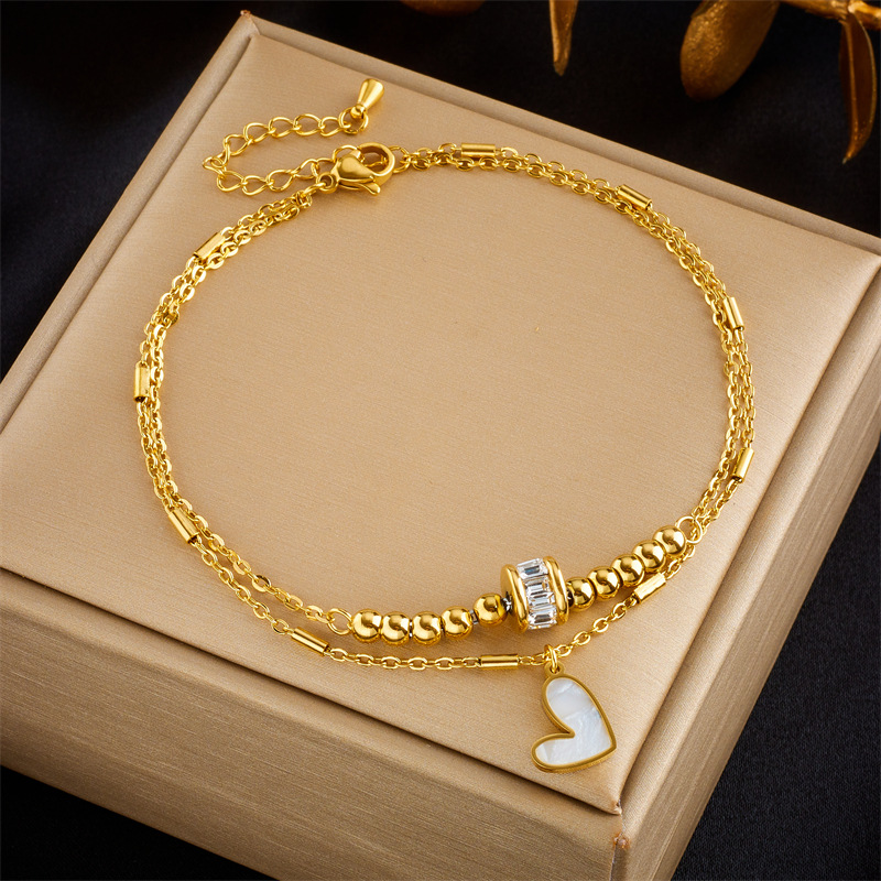 European and American fashion creative personality simple high-end temperament versatile multi-layer stacking love pendant accessories chain anklet_voghion.com