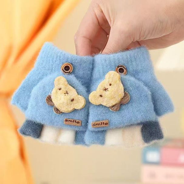 Thermohandschuhe für Kinder, Herbst/Winter 2025, Strickhandschuhe mit umklappbaren Fingern, Baby-Cartoon-Motiven_voghion.com