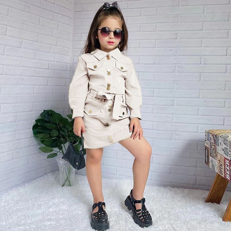 Baby-Kleidung, modischer Anzug für Mädchen, langärmeliges Oberteil, kurzer Rock, 2-teiliger Anzug_voghion.com