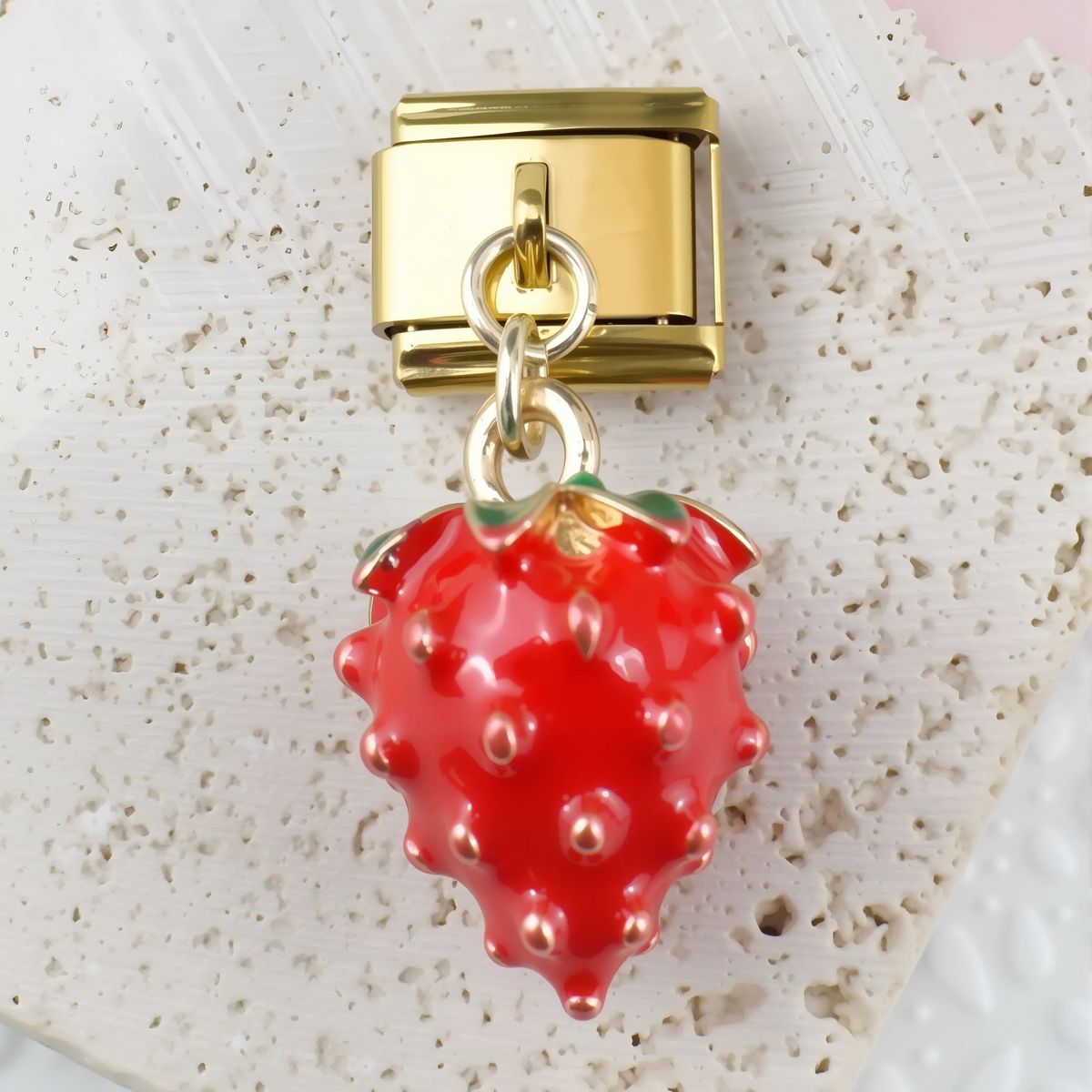Heißer Verkauf Edelstahl Italienische Modul Obst Kirsche Erdbeere Anhänger Freies Spleißen DIY Armband_voghion.com