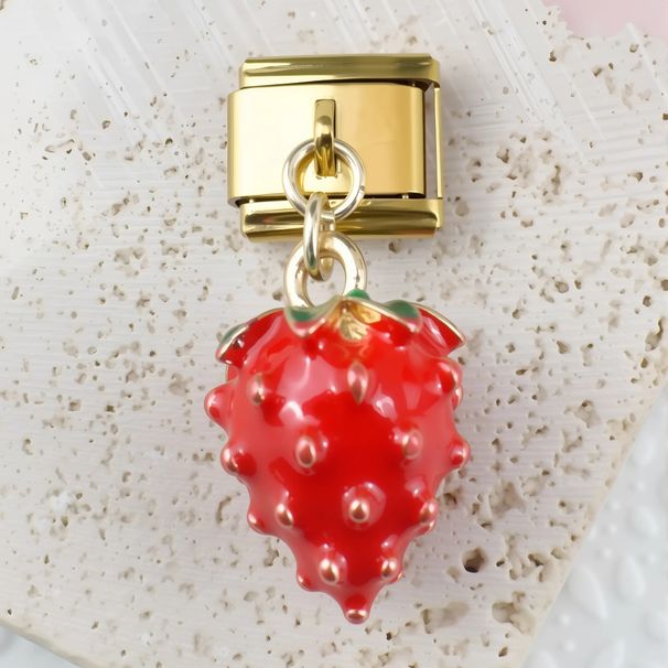 Heißer Verkauf Edelstahl Italienische Modul Obst Kirsche Erdbeere Anhänger Freies Spleißen DIY Armband_voghion.com