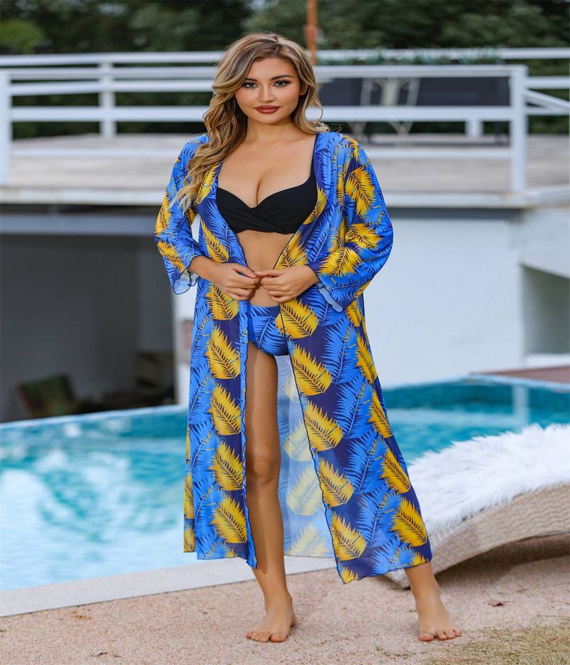 2024 New swimsuit European and American three piece set with mesh on the outside, European and American cross-border bikini split swimsuit for women_voghion.com