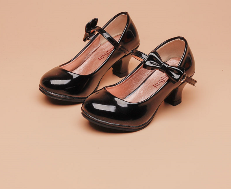 Girls High Heels Princess Shoes 2024 Spring And Autumn Children's Leather Shoes For Middle And Large Children Red Student Performance Dance Shoes_voghion.com