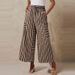 Damen Sommerhose mit Tasche, gestreift, gerader Kordelzug, weites Bein, Strand, lässig, lange Hose_voghion.com