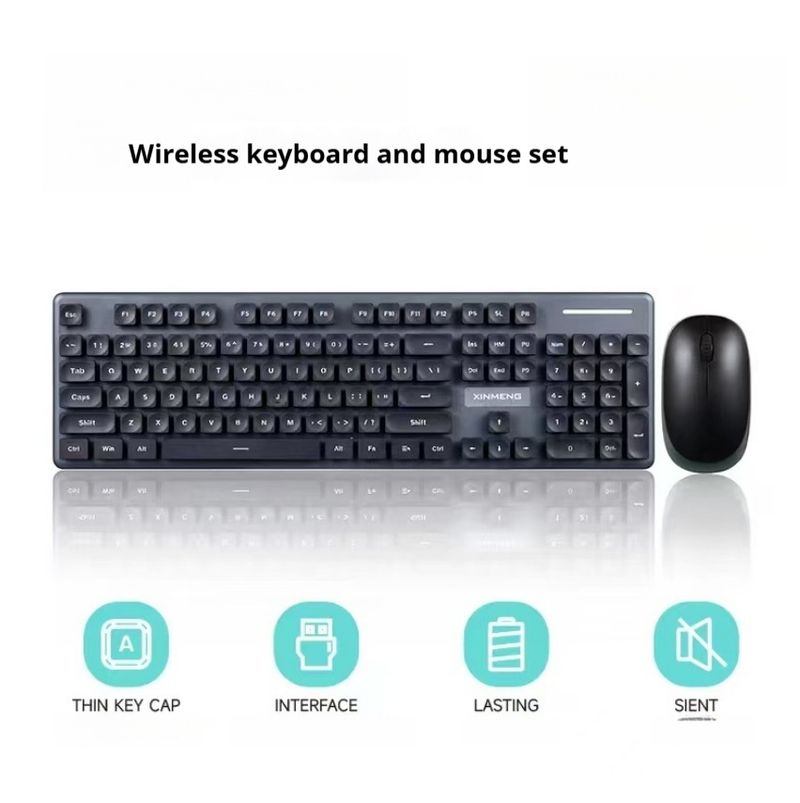 Xinmeng N520 Punk Mechanical Feel Office Business Girls Wireless Keyboard Mouse Set_voghion.com