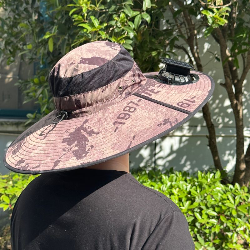 2025 New Solar Dual Fan Air Conditioning Cooling Sunshade Sun Protection Wide Brim Fisherman Summer Fishing Hiking Hat_voghion.com