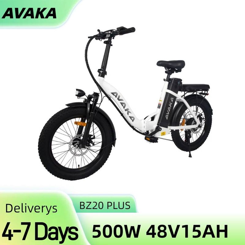 AVAKA BZ20 PLUS 20" Step-Thru kokoontaittuva sähköinen kaupunkipyörä 500W moottori 48V 15Ah akku_voghion.com