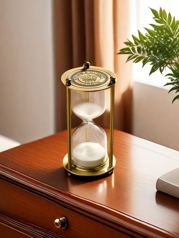 1pc Countertop Metal Material Hourglass Timer Retro Bronze Design Suitable For Office Desktop Decoration Ornament Hourglass_voghion.com