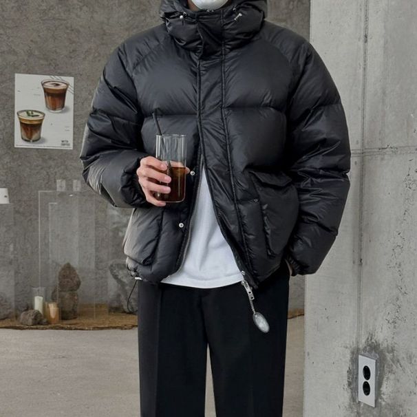 Men's Streetwear Hooded Down Jacket, 900 Fill Power Grey Duck Feather Coat, Oversized Parka With Zip Front, Anti-Cold Winter Coat For Teens_voghion.com