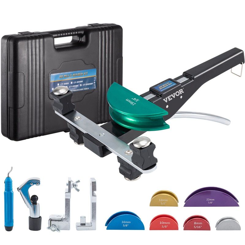 VEVOR Copper Pipe Bender, 7 Colorful Dies 1/4-7/8 Inch 90 Degrees Forward And Reverse Bending, 6-22 Mm For Copper & Aluminum Tubes With Reverse Bend Attachment_voghion.com