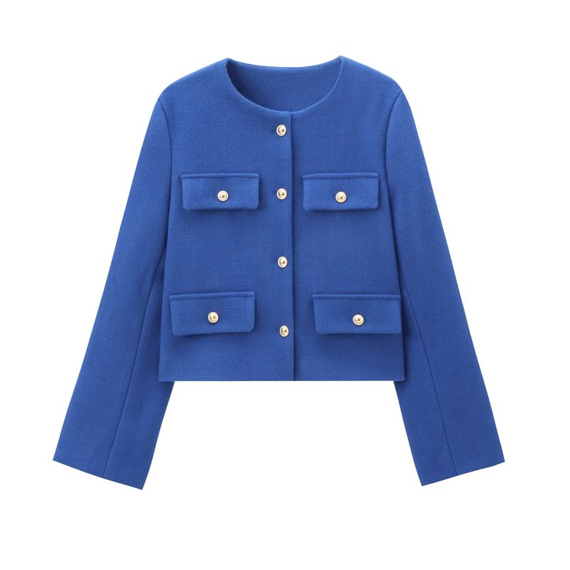 Abbigliamento donna autunno oro bottone patta corto top donna_voghion.com