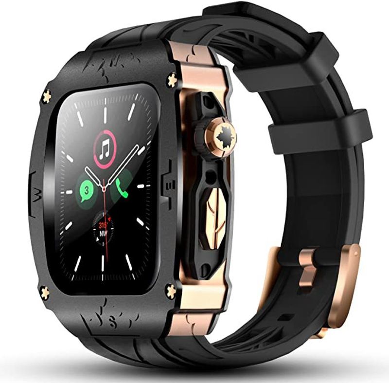 Suitable for Apple Watch integrated strap metal silicone model apple iwatch S9876 strap 44mm45mm_voghion.com