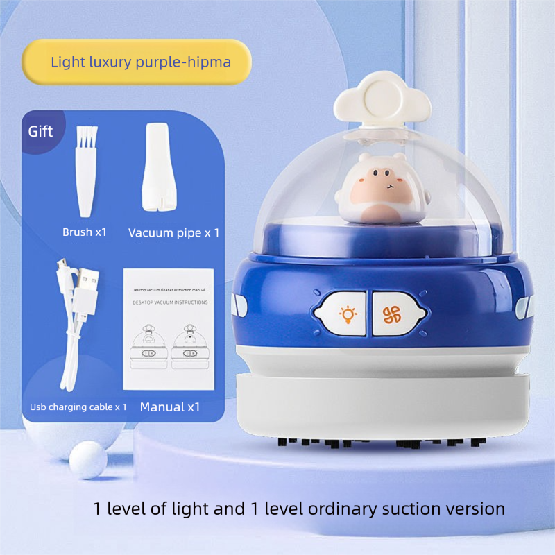 Electric USB Rechargeable Desktop Vacuum Eraser Sweeper Night Light Household Keyboard Dust Cleaner_voghion.com