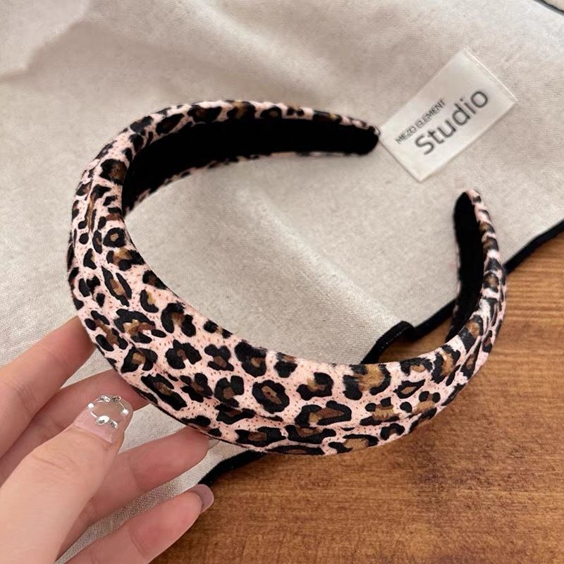 Fascia larga per capelli con stampa leopardata in stile coreano per donna, fascia alta con clip, accessorio da indossare tutti i giorni, per il lavaggio del viso_voghion.com