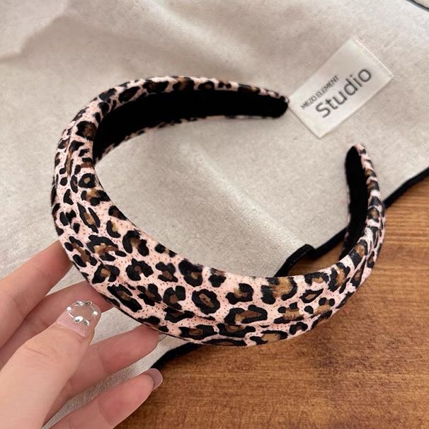 Fascia larga per capelli con stampa leopardata in stile coreano per donna, fascia alta con clip, accessorio da indossare tutti i giorni, per il lavaggio del viso_voghion.com