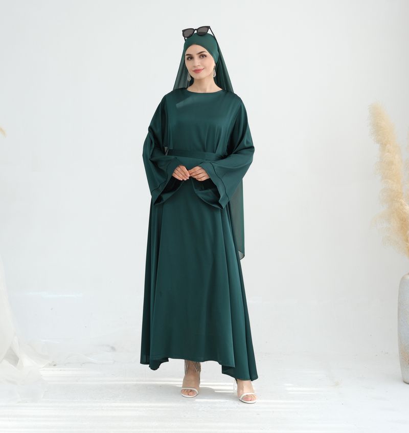 Ženska odjeća Bliskoistočna turska jednobojna, višebojna, elegantna haljina s dijamantnim lancem_voghion.com