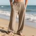 Spring And Autumn Jacquard Striped Wide Leg Pants Casual Loose Pit Drawstring Straight Large Size Men's Pants_voghion.com