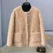 Oversized Shearling Jacket – Longline Faux Leather Coat With Detachable Neck Wrap (S-L, Beige/Khaki/Black)_voghion.com