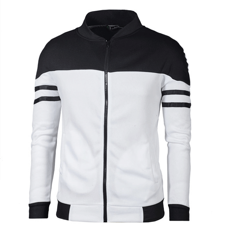 Herren Freizeitjacke mit Gurtband-Design, modisches Colorblock-Fleece-Sweatshirt_voghion.com