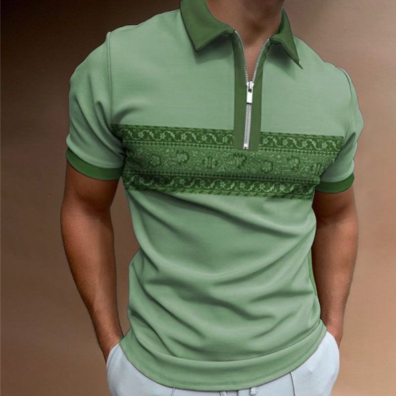 2023 Herren-Poloshirt mit 3D-Digitaldruck, lässig, mit Reißverschluss, modisch, diagonal gestreiftes T-Shirt, Revers, Kurzarm-Oberteil_voghion.com