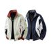 Herrenbekleidung Retro Kontrastfarben Kurze Sportjacke Herren Retro Color-Block Kurze Sportjacke Wasserabweisende Freizeit-Windjacke mit Kapuze_voghion.com