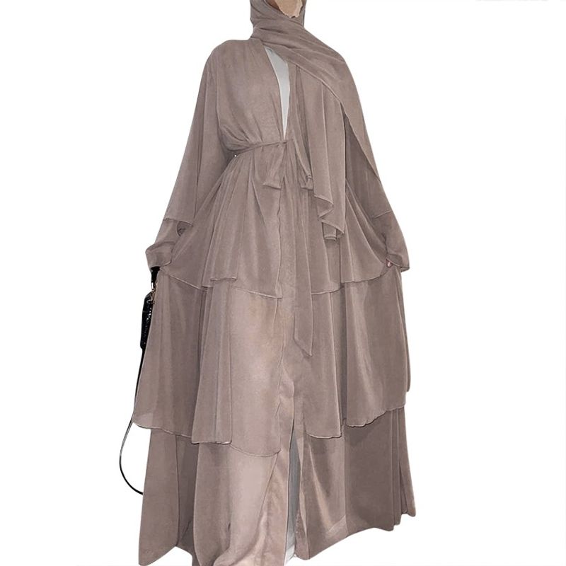 Robe cardigan élégante en mousseline de soie à trois couches pour femme_voghion.com