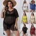 Plus Size Frae Mesh Strandbluse locker onregelméisseg sexy duerchsichteg Kleed_voghion.com