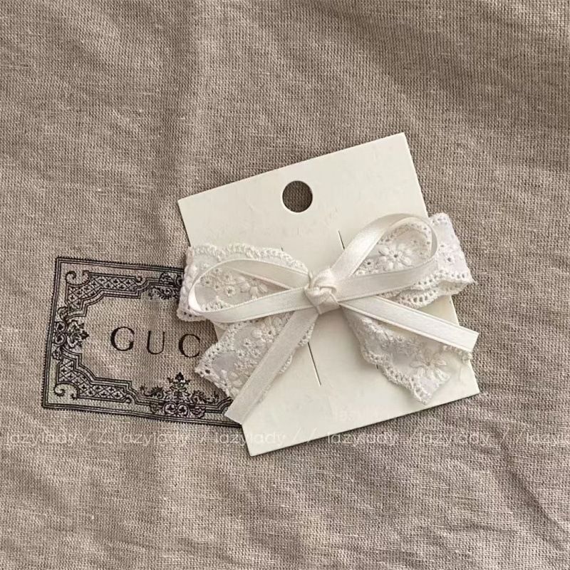 Sløyfe hårklips Blonder Broderi sløyfe hårklips Liten Fresh Mori hårtilbehør sideklips vintage duck nebb klips hårklips_voghion.com