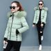 Women's clothing short cotton coat women's coat cotton jacket slim fit thickened big fur collar small person cotton coat_voghion.com