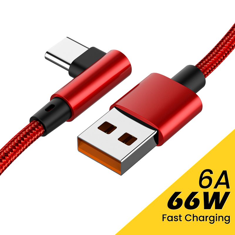 ca USB C 6A snel opladen C ca geschikt voor Samsung, Xiaomi, Huawei, Hongmi-telefoons, 90 graden 66W oplaadgegevens_voghion.com