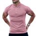 001 2023 Cross-Border Independent Station Men's Solid Color Cotton Short Sleeve Polo Casual Button Turn-Down Collar_voghion.com