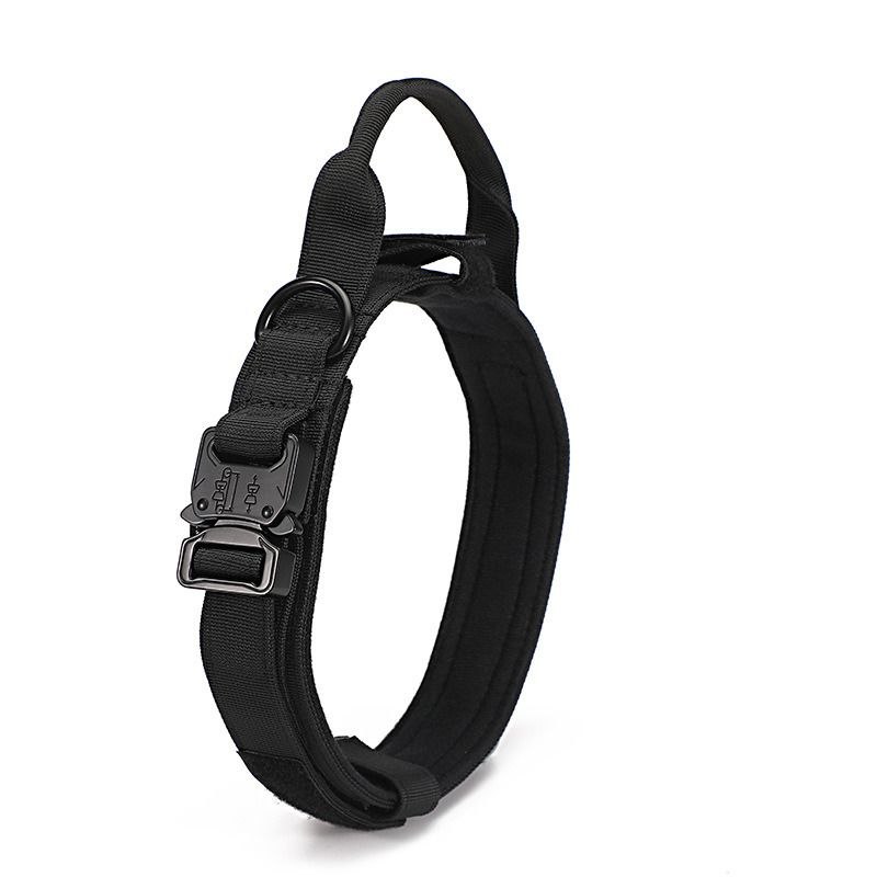 Tactical Dog Collar Military Dog Collar Adjustable Nylon Dog Collar Heavy Duty Metal Buckle with Handle for Dog Training_voghion.com