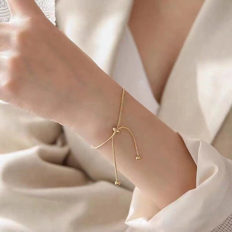 Pulseira de aço titânio versátil e elegante, estilo coreano, que não desbota, joia feminina_voghion.com