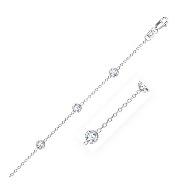 14k White Gold Anklet with Round White Cubic Zirconia_voghion.com