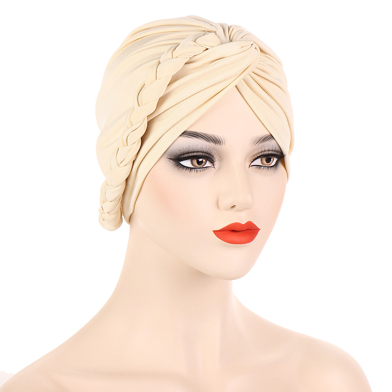 new multi-color twisted braid hat turban hat Muslim simple pullover hat in stock_voghion.com