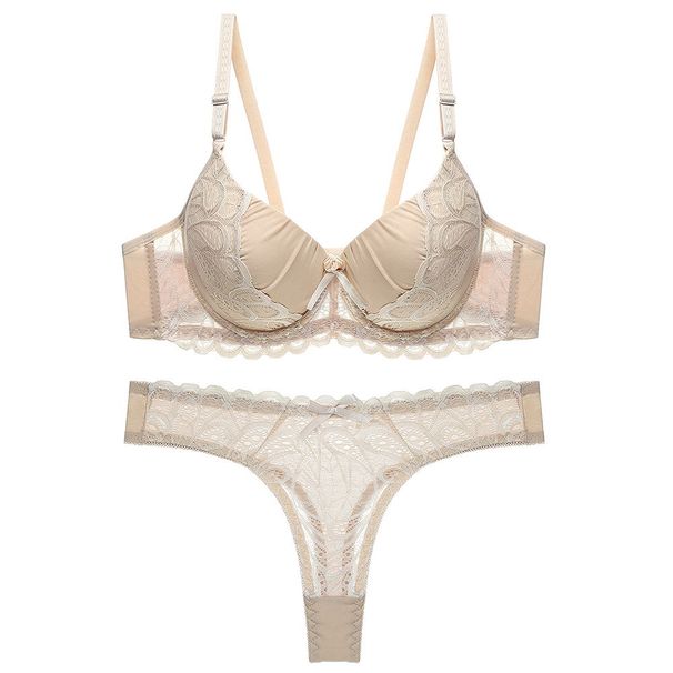 Julexy B C Cup Hollow Out Set reggiseno da donna Push Up Reggiseno in pizzo solido Set di slip Intimo intimo trasparente Set di slip_voghion.com