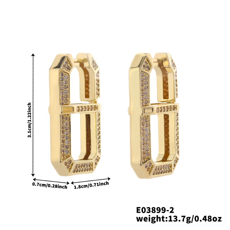 Square Earrings - Customizable Zircon Statement Earrings (18K Gold/Rhodium, Cross-Border Hot Seller)_voghion.com