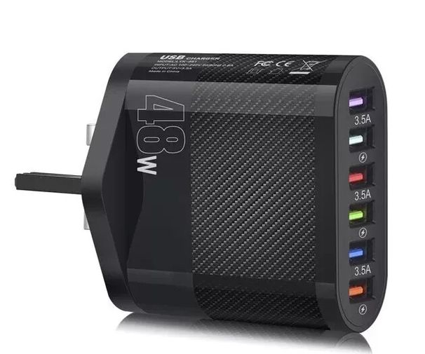 6 Multi-Port Schnelllade-USB-Hub Netz-Wandladegerät UK-Steckeradapter Telefone_voghion.com