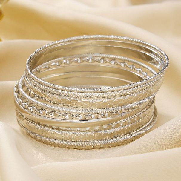 Neue Persönlichkeit Mode Emed Twist Geometrische Multi Layer Stapeln Armband 10 Stück Set Dekoration_voghion.com