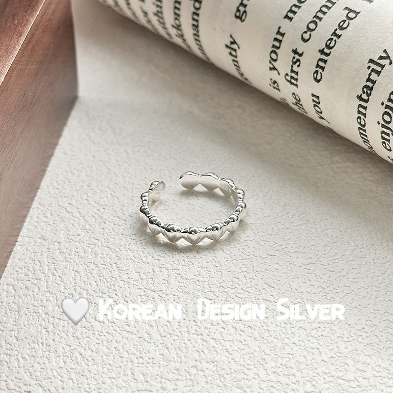 Bague en forme de cœur, style coréen et japonais, pour index, design simple, bijoux en argent sterling_voghion.com