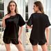 Ice Silk Pajamas Women's Basic Short-sleeved Shorts Casual Women's Loungewear Set_voghion.com